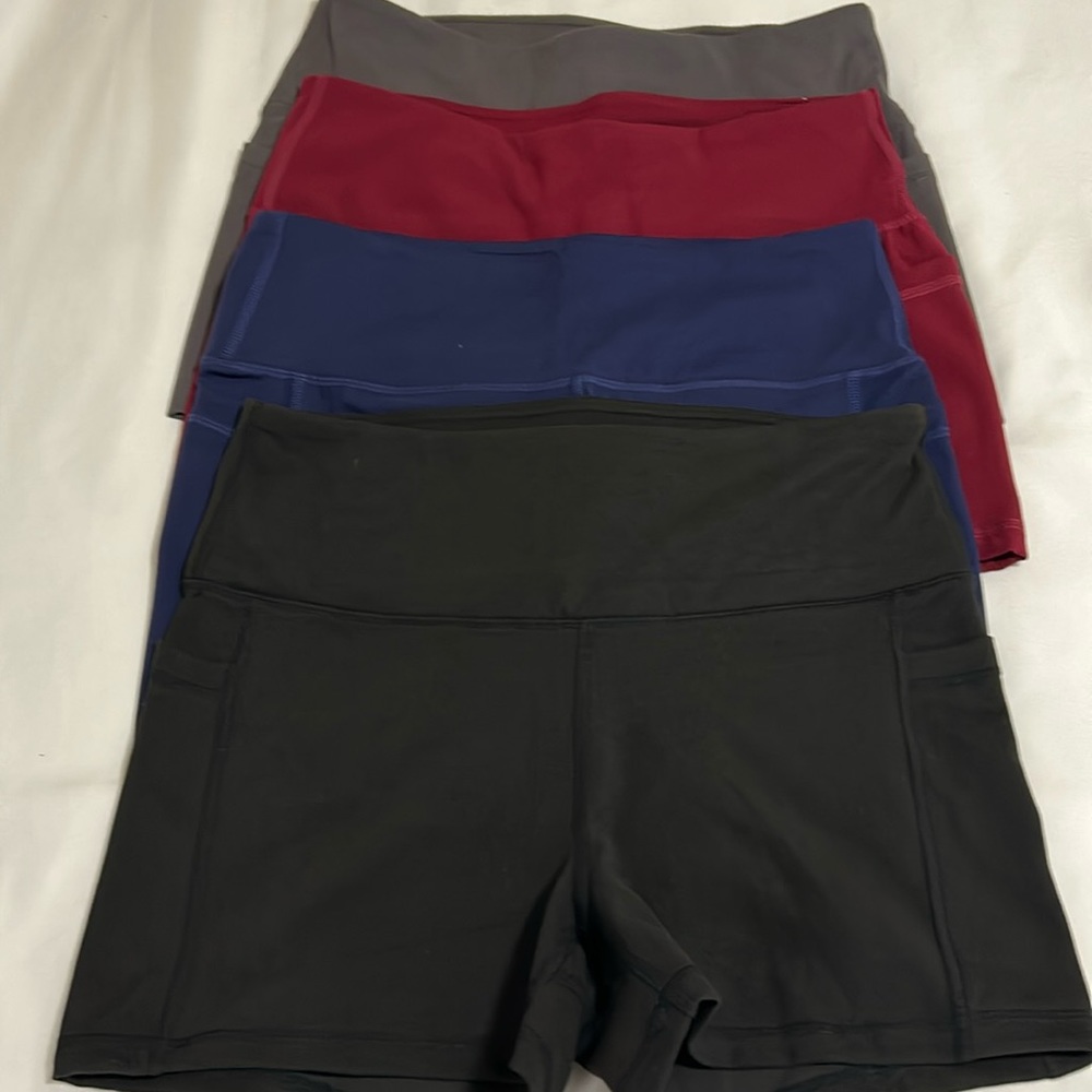 ATHVOTAR  New 4 Pack 3'' High Waist Spandex Biker Yoga Shorts with Pockets - Picture 2 of 4